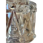 Vintage Heavy Crystal Glass Drum Ice Bucket Diamond Starburst Cut Barware 5in
