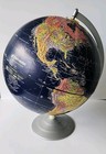 Vintage Dark Blue Replogle Globe Globemaster 12 Inch With Silver Metal Base