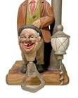 Anari Carved Man Wood Bar Set Bottle Opener Corkscrew Music Box