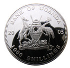 Uganda 1000 Shillings 2003 Animal Gorilla Eating - Big Heavy Plated Coin