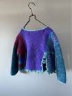 Vintage 80s 90s Ireland Handmade Kids Crazy Patchwork Cardigan Purple Knit