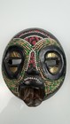 Lot Of 2 West Africa Ghanian Beaded Wood Masks From Ghana Colorful Face