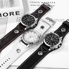 Men s Steampunk Cuff Watch Big Dial Wide Leather Strap Analog Quartz Wrist Watch