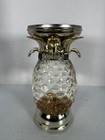 Bath   Body Work   9 75  Pineapple Globe Pedestal   3-wick Candle Holder   gold Leaves