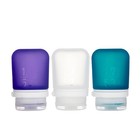 Travel Toiletry Bottles 3-pack  Small  1 7 Fl Oz   Clear purple teal  Leak-proof