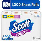 Scott 1000 Toilet Paper 72 Rolls  2x36  Bulk Pack  1000 Sheets Per Roll