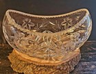 Lead Crystal Canoe Boat Shaped Banana Bowl Star Flower Pattern