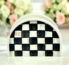 Mackenzie Childs Enamel Courtly Check Napkin Holder New No Box