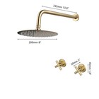 8  Brushed Gold Shower Faucet Set Round Rainfall Spout Double Handles Mixer Tap