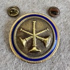 Vintage Bugles Blue Enamel Gold Tone Collar Pin Fire Department Assistant Chief