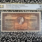 1957 Bermuda 5 Shillings Banknote Pcgs Choice Unc 63 Lot b3573 Pick 18b