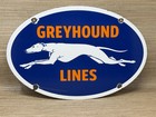 Vintage Greyhound Bus Line Porcelain Sign Gas Oil Depot Stop Yelloway Dog Auto