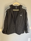 Adidas Youth Large Zipper Windbreaker With Hood And Zippered Pockets