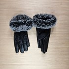 Women s Leather Gloves Faux Fur Cuffs Winter Black L xl Extra Large