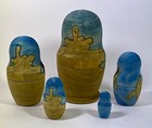 Rare 5 Pc  Carved Russian Nesting Doll - Matryoshka  Fairy Tale