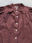 Conrado Tunic Shirt Womens M l Red Geometric Deadstock Balloon Sleeve Blouse