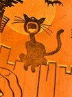 Vtg Halloween Tablecloth Black Cat Haunted House Pumpkin Jack-o-lantern