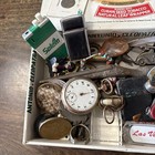 Vintage Junk Drawer Lot Miscellaneous Estate Items Mixed Cigar Box Treasure