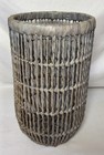 Vintage Open Weave Woven Wicker Basket 21 5 h 12 5 d Gray Wash Hamper Planter