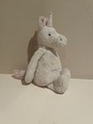 Jellycat Bashful White Unicorn Plush Pink Mane Floppy 12  Medium Stuffed Animal