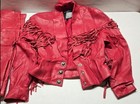 Rare Michael Hoban North Beach Leather Fringe Jacket   Pants Set Sz 3 4