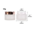 Lot Of 3 Frosted Glass Cosmetic Jars Metal Lid Container Dyi Creams Soap Candles
