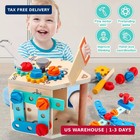 Toddler Tool Set - 33 Pcs Wooden Kids Tools With Box bench tool House