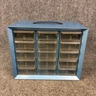Akro Mills Blue Metal Parts Storage Bin 15 Drawer W  16 Dividers Vintage Euc