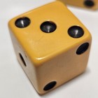Vintage 1  Butterscotch Bakelite Dice Pair Black Pips Rounded Corners Large