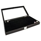 Black Wooden Jewelry Display Case With Glass Top 1 75  Deep