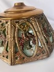 Antique Art Deco Slag Glass Lamp-8 Panel Polychrome-boudoir Lamp
