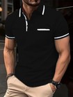 Men s Short Sleeve Polo Shirt Slim Fit Color Block Golf Tee With Pocket