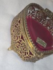 Vintage Heart Shaped Filagree Jewelry Box Gold Plated Ormolu Hollywood Regency