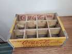1956 Vintage Yellow   Red Coca-cola Family Size Wood Crate For 12 Bottles Orig 