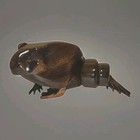 Carved Wood Frog Sculpture Figure Articulated Brown Folk Art Cabin Lake Htf 