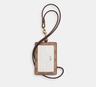 Coach Id Lanyard Signature Canvas Card Case Holder  nwt  Tan Brown Cz285