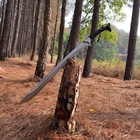 Custom Handmade Carbon Steel Blade Tactical Machete Sword  Hunting Sword Camping