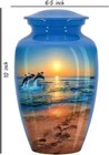 Cremation Urn 10  Memorial Footprints Dolphin Ocean For Human Ashes Adult Burial