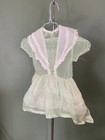 Vtg Toddler Pinafore Dress Sheer Green Tulle Lace 2t Flower Girl Sailor Cottage