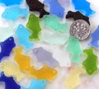 Fish Pendant Charm Beads  You Pick Color  Frosted Matte Sea Glass Finish  2 Pcs