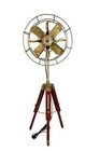 Antique Electric Pedestal Floor Fan Vintage Style With Wooden Tripod Stand Decor