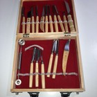 Vintage Culinary Carving Tool Set  Fruit  vegetable Garnishing With Wood Case