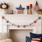 Patriotic 6 5ft 4th Of July Garland With Wooden Beads For Wooden Star