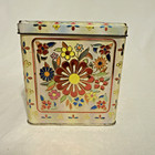 Vintage Daher Lidded Tin England Hinged Multicolor Embossed 4x4   