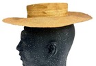 Very Rare Antique Boys Wide Brimmed Straw Boater Canotier Hat Circa 1890 s