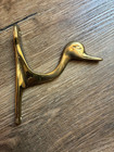 Vintage Solid Brass Duck Head Coat Hook Hanging Wall Mallard Bird Gold Metal