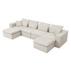 Modern U Shaped Sectional Couch Corduroy Upholstered Modular Sofa With Pillows
