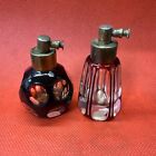 Vintage Miniature Small Fine Cut Glass Perfume Atomiser  Lot Of 2