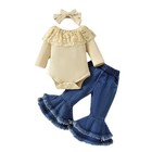 Newborn Baby Girl Infant Clothes Romper Top Jumpsuit Denim Pants Headband Outfit