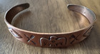 Vintage Navajo Native American Solid Copper Thunderbird W  Arrows Cuff Bracelet 